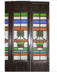 4-Panel Multi-Color Stained Glass and Carved Bottom Panels-2. Asian & Chinese Furniture, Art, Antiques, Vintage Home Décor for sale at FEA Home
