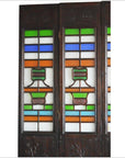 4-Panel Multi-Color Stained Glass and Carved Bottom Panels-4. Asian & Chinese Furniture, Art, Antiques, Vintage Home Décor for sale at FEA Home
