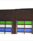 4-Panel Multi-Color Stained Glass and Carved Bottom Panels-6. Asian & Chinese Furniture, Art, Antiques, Vintage Home Décor for sale at FEA Home