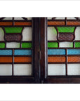 4-Panel Multi-Color Stained Glass and Carved Bottom Panels-9. Asian & Chinese Furniture, Art, Antiques, Vintage Home Décor for sale at FEA Home