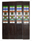 4-Panel Multi-Color Stained Glass and Carved Bottom Panels-1. Asian & Chinese Furniture, Art, Antiques, Vintage Home Décor for sale at FEA Home