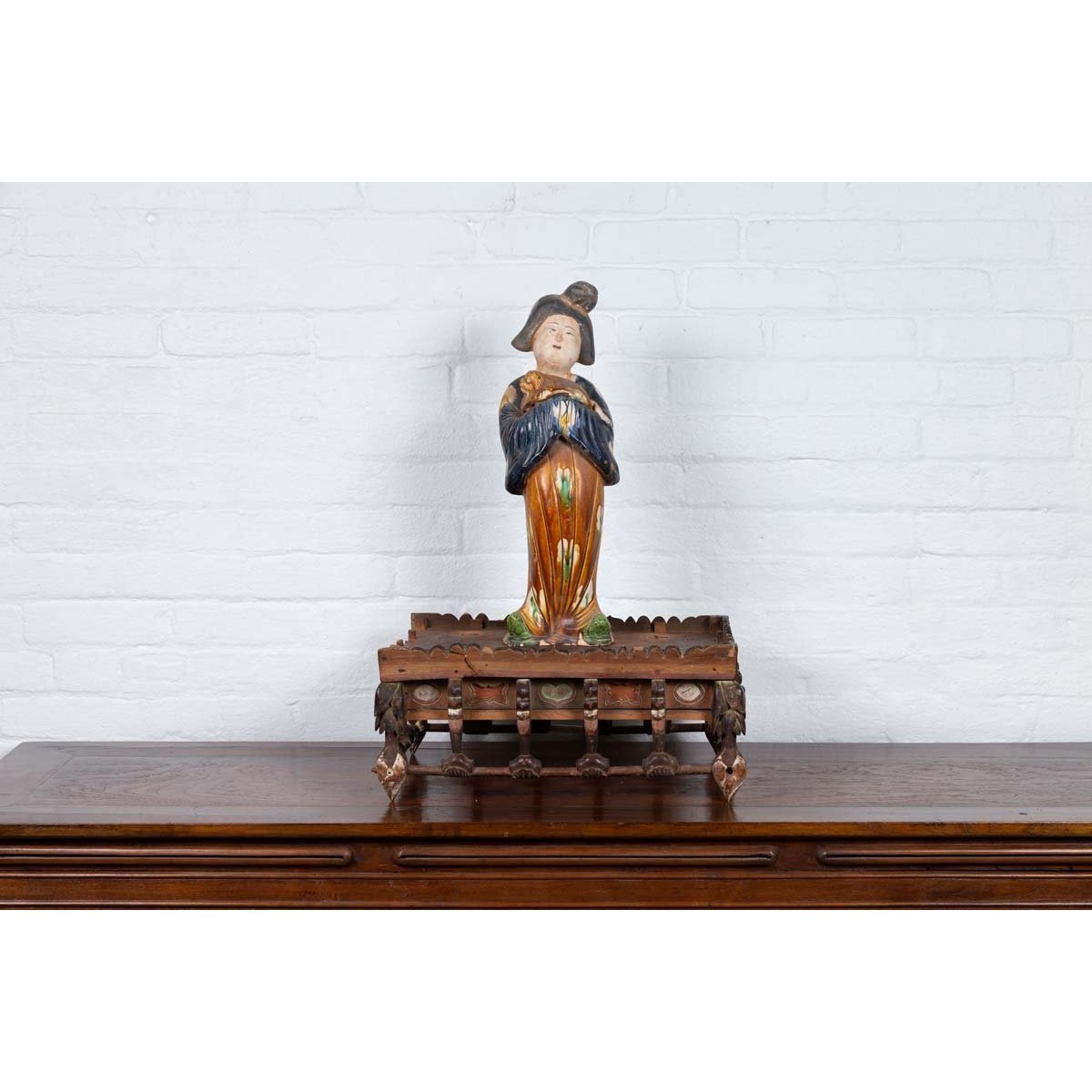 Petite Japanese Edo Period Folk Art Altar Table with Carved and Painted Motifs-11. Asian & Chinese Furniture, Art, Antiques, Vintage Home Décor for sale at FEA Home