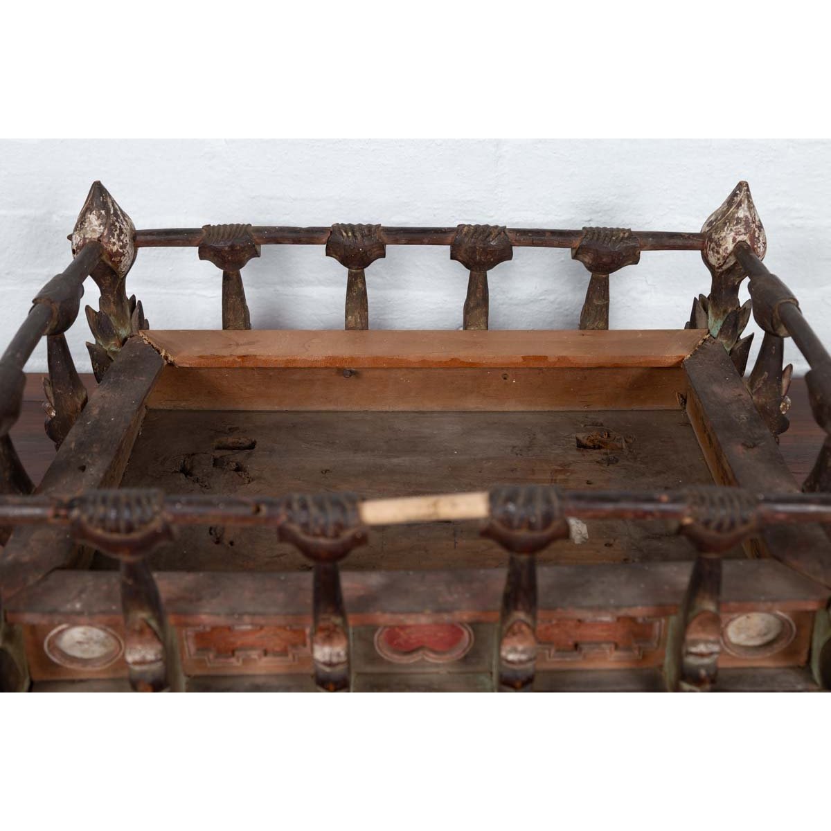 Petite Japanese Edo Period Folk Art Altar Table with Carved and Painted Motifs-9. Asian & Chinese Furniture, Art, Antiques, Vintage Home Décor for sale at FEA Home