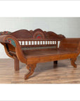 Plantation Javanese Teak Settee with Polychrome Décor and Out-Scrolling Arms-11. Asian & Chinese Furniture, Art, Antiques, Vintage Home Décor for sale at FEA Home