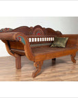 Plantation Javanese Teak Settee with Polychrome Décor and Out-Scrolling Arms-13. Asian & Chinese Furniture, Art, Antiques, Vintage Home Décor for sale at FEA Home