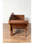 Plantation Javanese Teak Settee with Polychrome Décor and Out-Scrolling Arms-14. Asian & Chinese Furniture, Art, Antiques, Vintage Home Décor for sale at FEA Home