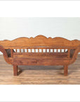 Plantation Javanese Teak Settee with Polychrome Décor and Out-Scrolling Arms-15. Asian & Chinese Furniture, Art, Antiques, Vintage Home Décor for sale at FEA Home