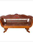 Plantation Javanese Teak Settee with Polychrome Décor and Out-Scrolling Arms-1. Asian & Chinese Furniture, Art, Antiques, Vintage Home Décor for sale at FEA Home