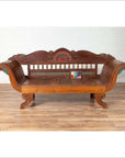 Plantation Javanese Teak Settee with Polychrome Décor and Out-Scrolling Arms-3. Asian & Chinese Furniture, Art, Antiques, Vintage Home Décor for sale at FEA Home