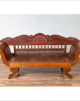 Plantation Javanese Teak Settee with Polychrome Décor and Out-Scrolling Arms-4. Asian & Chinese Furniture, Art, Antiques, Vintage Home Décor for sale at FEA Home