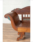 Plantation Javanese Teak Settee with Polychrome Décor and Out-Scrolling Arms-5. Asian & Chinese Furniture, Art, Antiques, Vintage Home Décor for sale at FEA Home