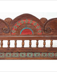 Plantation Javanese Teak Settee with Polychrome Décor and Out-Scrolling Arms-6. Asian & Chinese Furniture, Art, Antiques, Vintage Home Décor for sale at FEA Home