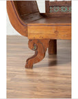 Plantation Javanese Teak Settee with Polychrome Décor and Out-Scrolling Arms-8. Asian & Chinese Furniture, Art, Antiques, Vintage Home Décor for sale at FEA Home