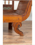 Plantation Javanese Teak Settee with Polychrome Décor and Out-Scrolling Arms-10. Asian & Chinese Furniture, Art, Antiques, Vintage Home Décor for sale at FEA Home