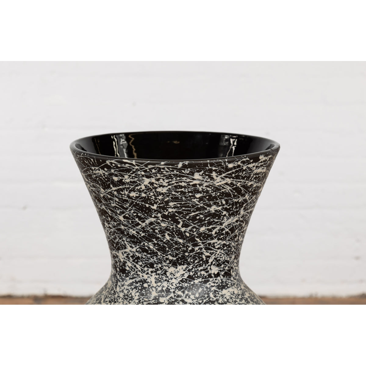 Prem Collection Artisan Made Black and White Vase with Dripping Décor-5. Asian & Chinese Furniture, Art, Antiques, Vintage Home Décor for sale at FEA Home