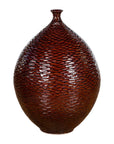 Prem Collection Handcrafted Burgundy Vase with Textured Honeycomb Style Motifs-1. Asian & Chinese Furniture, Art, Antiques, Vintage Home Décor for sale at FEA Home