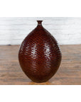 Prem Collection Handcrafted Burgundy Vase with Textured Honeycomb Style Motifs-10. Asian & Chinese Furniture, Art, Antiques, Vintage Home Décor for sale at FEA Home
