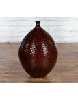 Prem Collection Handcrafted Burgundy Vase with Textured Honeycomb Style Motifs-12. Asian & Chinese Furniture, Art, Antiques, Vintage Home Décor for sale at FEA Home