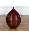 Prem Collection Handcrafted Burgundy Vase with Textured Honeycomb Style Motifs-15. Asian & Chinese Furniture, Art, Antiques, Vintage Home Décor for sale at FEA Home