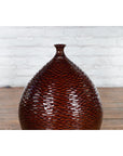 Prem Collection Handcrafted Burgundy Vase with Textured Honeycomb Style Motifs-2. Asian & Chinese Furniture, Art, Antiques, Vintage Home Décor for sale at FEA Home