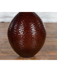 Prem Collection Handcrafted Burgundy Vase with Textured Honeycomb Style Motifs-3. Asian & Chinese Furniture, Art, Antiques, Vintage Home Décor for sale at FEA Home