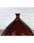 Prem Collection Handcrafted Burgundy Vase with Textured Honeycomb Style Motifs-4. Asian & Chinese Furniture, Art, Antiques, Vintage Home Décor for sale at FEA Home