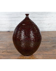 Prem Collection Handcrafted Burgundy Vase with Textured Honeycomb Style Motifs-9. Asian & Chinese Furniture, Art, Antiques, Vintage Home Décor for sale at FEA Home