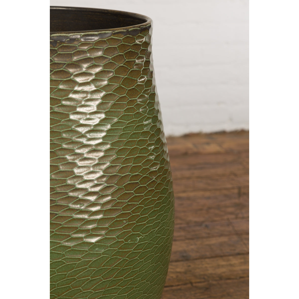 Prem Collection Handcrafted Green Planter with Textured Honeycomb Style-10. Asian & Chinese Furniture, Art, Antiques, Vintage Home Décor for sale at FEA Home