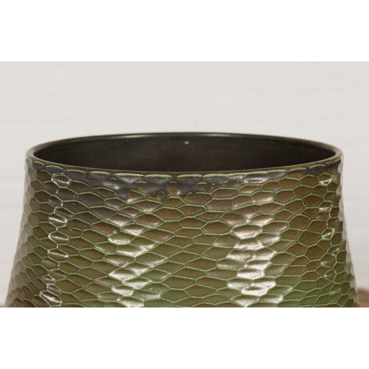 Prem Collection Handcrafted Green Planter with Textured Honeycomb Style-11. Asian & Chinese Furniture, Art, Antiques, Vintage Home Décor for sale at FEA Home