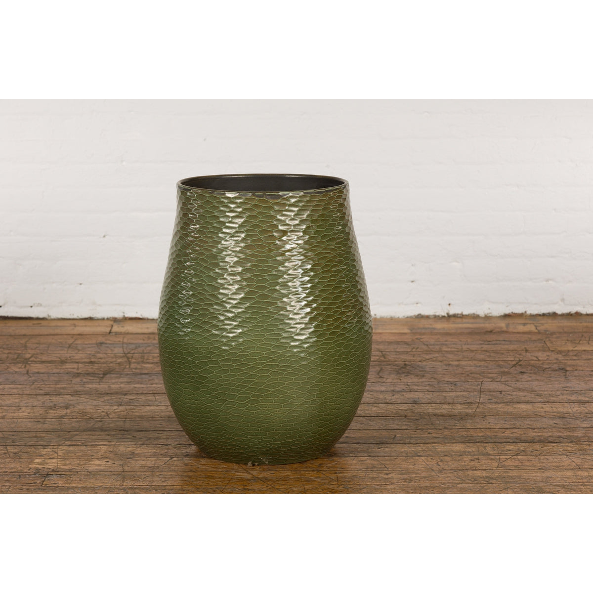 Prem Collection Handcrafted Green Planter with Textured Honeycomb Style-13. Asian & Chinese Furniture, Art, Antiques, Vintage Home Décor for sale at FEA Home