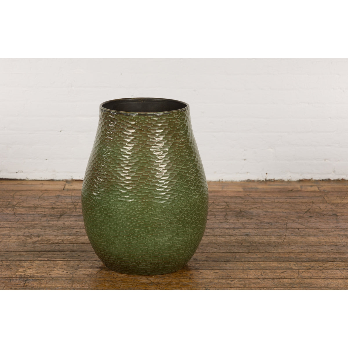 Prem Collection Handcrafted Green Planter with Textured Honeycomb Style-15. Asian & Chinese Furniture, Art, Antiques, Vintage Home Décor for sale at FEA Home