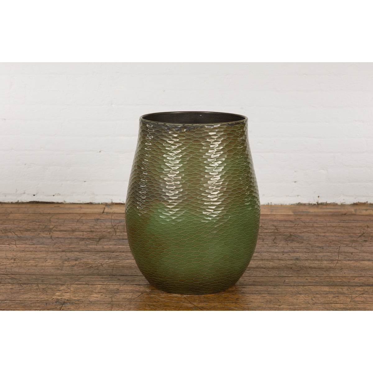 Prem Collection Handcrafted Green Planter with Textured Honeycomb Style-2. Asian & Chinese Furniture, Art, Antiques, Vintage Home Décor for sale at FEA Home