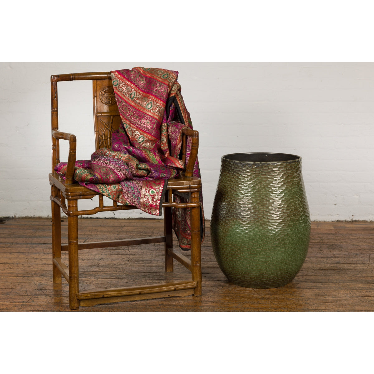 Prem Collection Handcrafted Green Planter with Textured Honeycomb Style-4. Asian & Chinese Furniture, Art, Antiques, Vintage Home Décor for sale at FEA Home