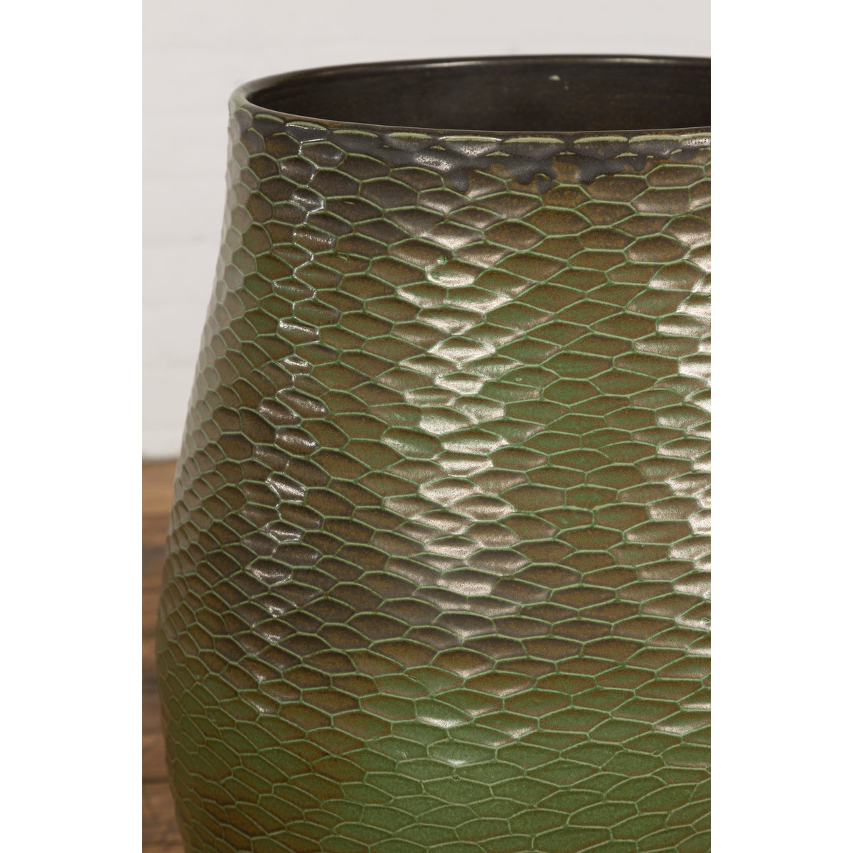 Prem Collection Handcrafted Green Planter with Textured Honeycomb Style-9. Asian & Chinese Furniture, Art, Antiques, Vintage Home Décor for sale at FEA Home