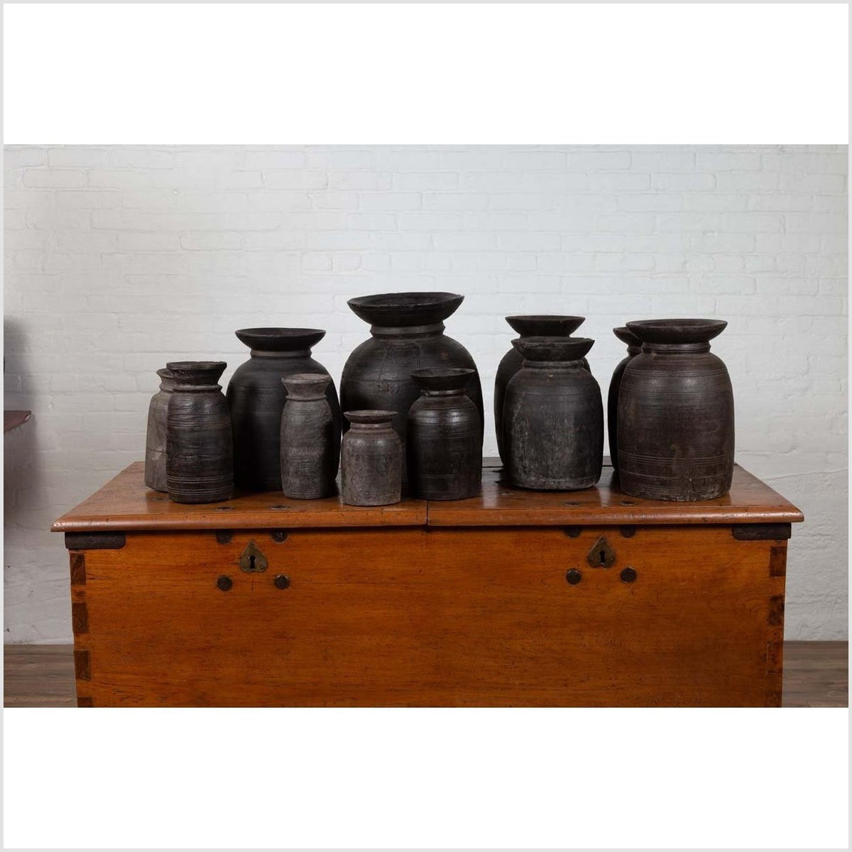 Primitive Nepalese Rustic Wooden Ghee Pots- Sold in Sets of Three, Five or Seven-4. Asian & Chinese Furniture, Art, Antiques, Vintage Home Décor for sale at FEA Home