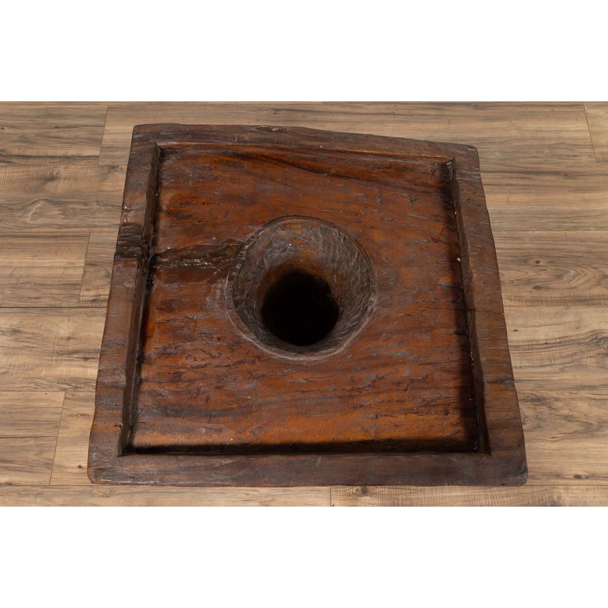 Primitive Wood Indonesian Brown Mortar Planter from the Early 20th Century-5. Asian & Chinese Furniture, Art, Antiques, Vintage Home Décor for sale at FEA Home