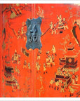 Red Compound Cabinet with Chinoiserie-4. Asian & Chinese Furniture, Art, Antiques, Vintage Home Décor for sale at FEA Home