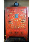 Red Compound Cabinet with Chinoiserie-1. Asian & Chinese Furniture, Art, Antiques, Vintage Home Décor for sale at FEA Home