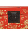 Red Lacquered Chinese Blanket Chest with Gilt Motifs and Guardian Lions-12. Asian & Chinese Furniture, Art, Antiques, Vintage Home Décor for sale at FEA Home