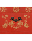 Red Lacquered Chinese Blanket Chest with Gilt Motifs and Guardian Lions-13. Asian & Chinese Furniture, Art, Antiques, Vintage Home Décor for sale at FEA Home