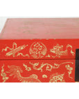Red Lacquered Chinese Blanket Chest with Gilt Motifs and Guardian Lions-18. Asian & Chinese Furniture, Art, Antiques, Vintage Home Décor for sale at FEA Home