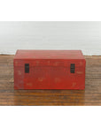 Red Lacquered Chinese Blanket Chest with Gilt Motifs and Guardian Lions-19. Asian & Chinese Furniture, Art, Antiques, Vintage Home Décor for sale at FEA Home
