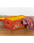 Red Lacquered Chinese Blanket Chest with Gilt Motifs and Guardian Lions-9. Asian & Chinese Furniture, Art, Antiques, Vintage Home Décor for sale at FEA Home