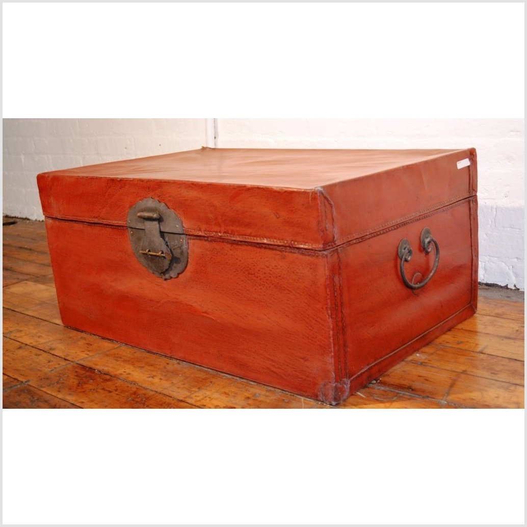 Red Leather Trunk-3. Asian & Chinese Furniture, Art, Antiques, Vintage Home Décor for sale at FEA Home