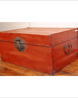 Red Leather Trunk-3. Asian & Chinese Furniture, Art, Antiques, Vintage Home Décor for sale at FEA Home