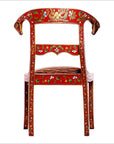 Pair of Red Vintage Armless Chairs with Floral Design & Ram Heads-2. Asian & Chinese Furniture, Art, Antiques, Vintage Home Décor for sale at FEA Home