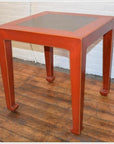 Red Side Table with Inset Floor Tile (Pair)-3. Asian & Chinese Furniture, Art, Antiques, Vintage Home Décor for sale at FEA Home