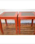 Red Side Table with Inset Floor Tile (Pair)-5. Asian & Chinese Furniture, Art, Antiques, Vintage Home Décor for sale at FEA Home