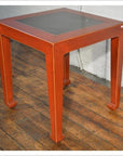 Red Side Table with Inset Floor Tile (Pair)-1. Asian & Chinese Furniture, Art, Antiques, Vintage Home Décor for sale at FEA Home