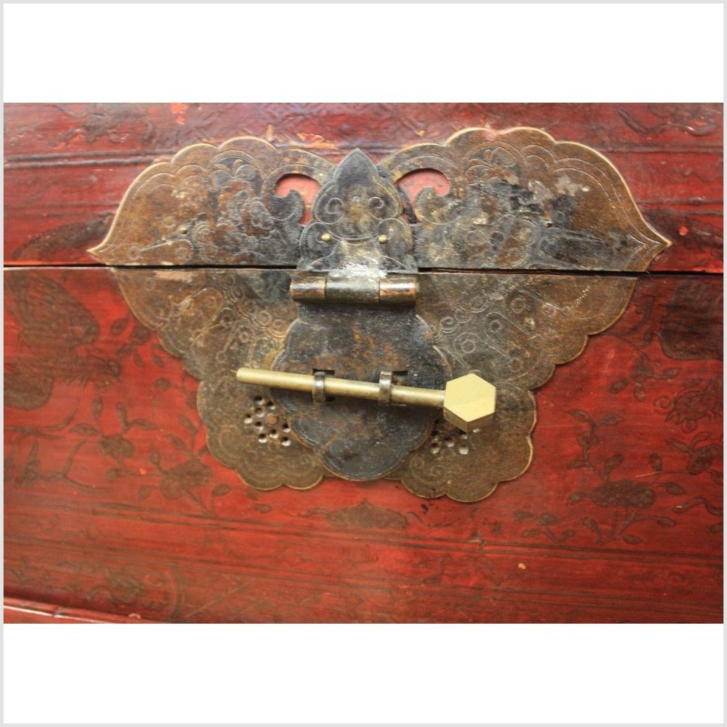 Reddish Lacquered Blanket Chest-3. Asian & Chinese Furniture, Art, Antiques, Vintage Home Décor for sale at FEA Home